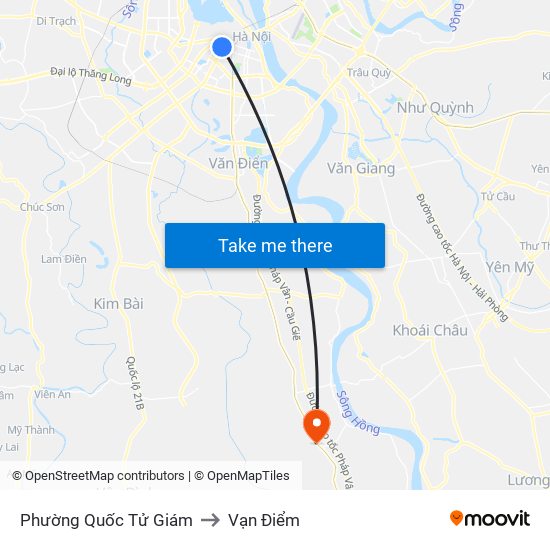 Phường Quốc Tử Giám to Vạn Điểm map