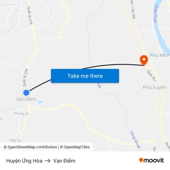 Huyện Ứng Hòa to Vạn Điểm map