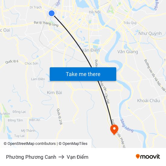 Phường Phương Canh to Vạn Điểm map