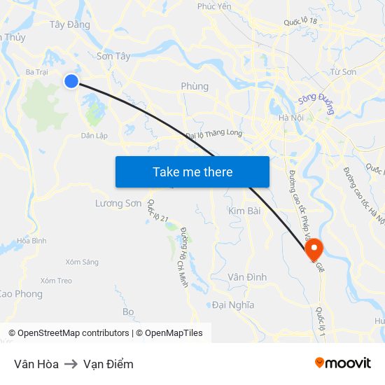 Vân Hòa to Vạn Điểm map