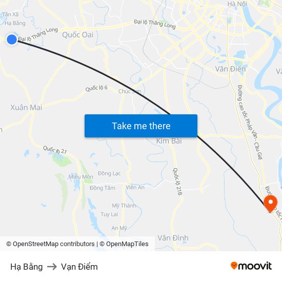 Hạ Bằng to Vạn Điểm map