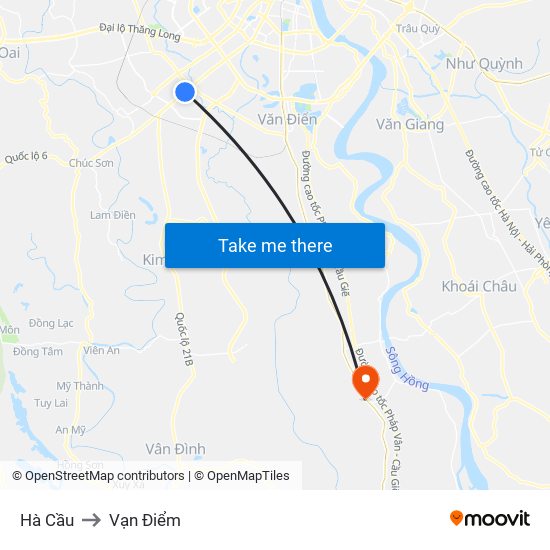 Hà Cầu to Vạn Điểm map