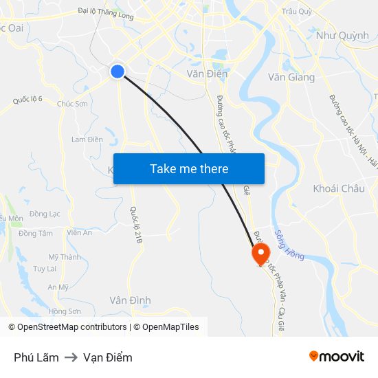 Phú Lãm to Vạn Điểm map