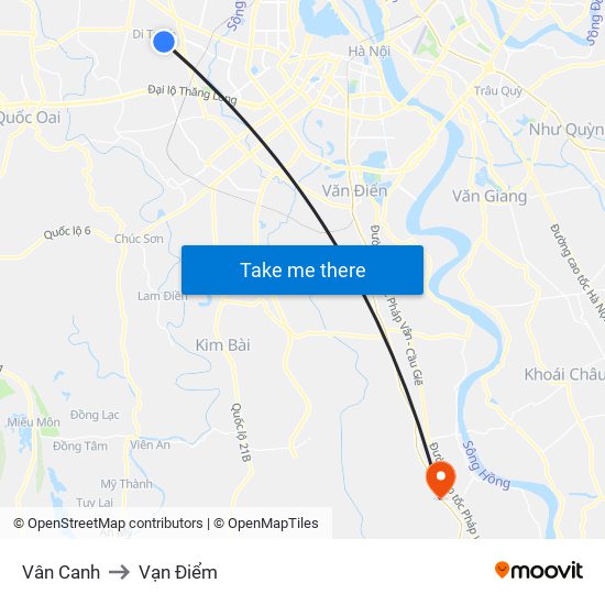 Vân Canh to Vạn Điểm map