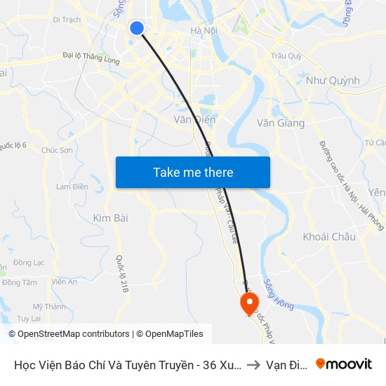 Học Viện Báo Chí Và Tuyên Truyền - 36 Xuân Thủy to Vạn Điểm map