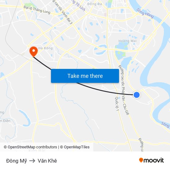 Đông Mỹ to Văn Khê map