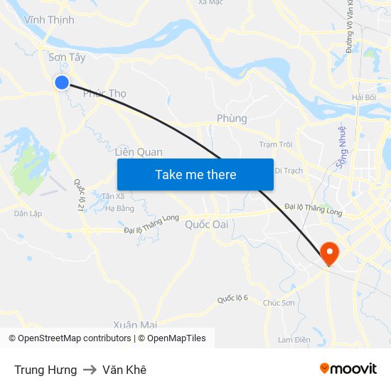 Trung Hưng to Văn Khê map