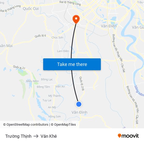 Trường Thịnh to Văn Khê map