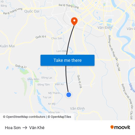 Hoa Sơn to Văn Khê map