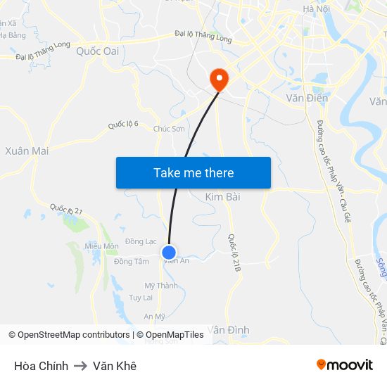 Hòa Chính to Văn Khê map