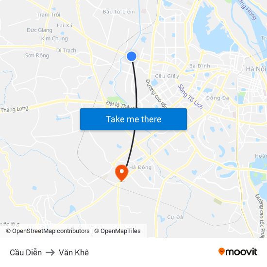 Cầu Diễn to Văn Khê map