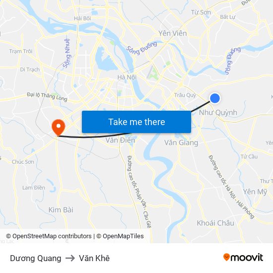 Dương Quang to Văn Khê map