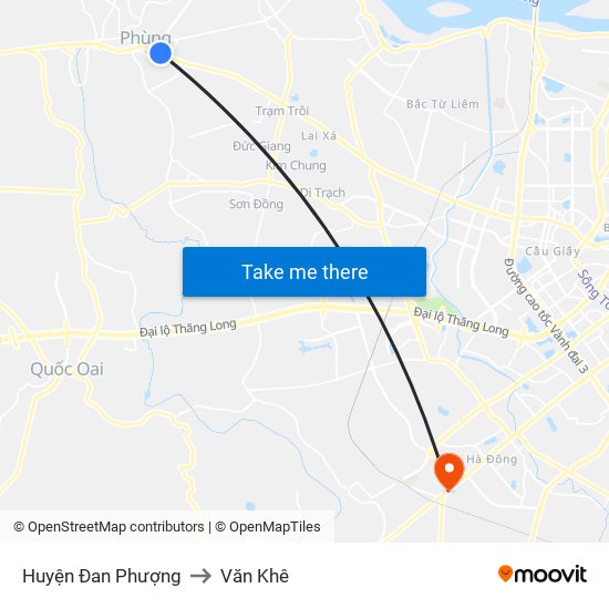 Huyện Đan Phượng to Văn Khê map