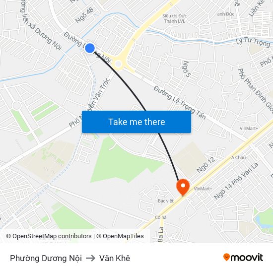 Phường Dương Nội to Văn Khê map