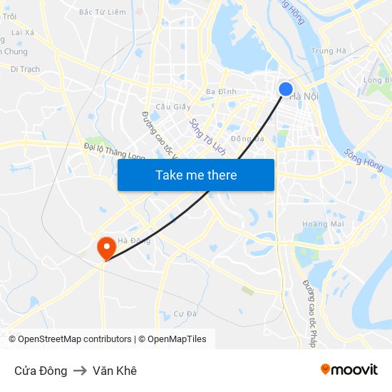 Cửa Đông to Văn Khê map