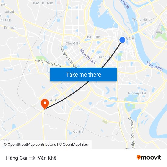 Hàng Gai to Văn Khê map