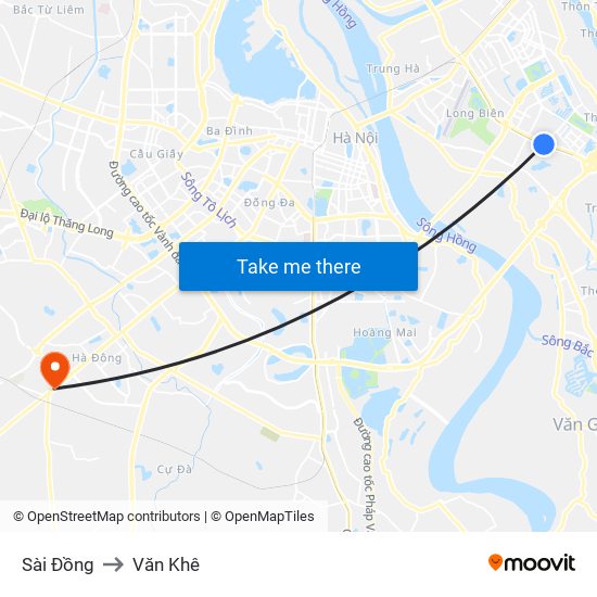 Sài Đồng to Văn Khê map
