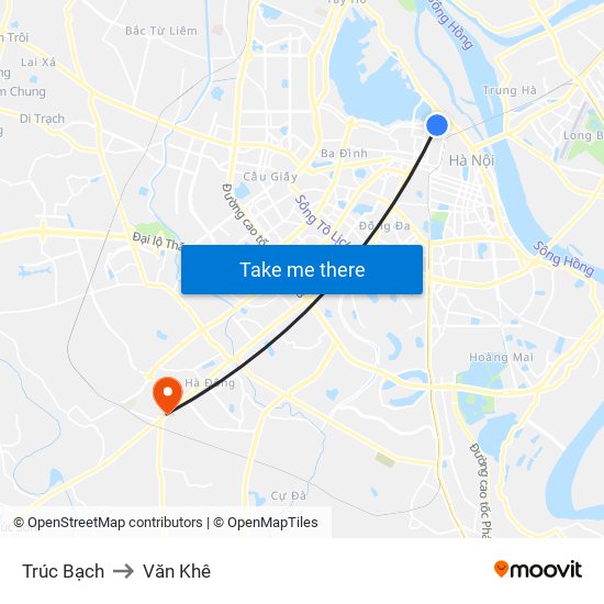 Trúc Bạch to Văn Khê map