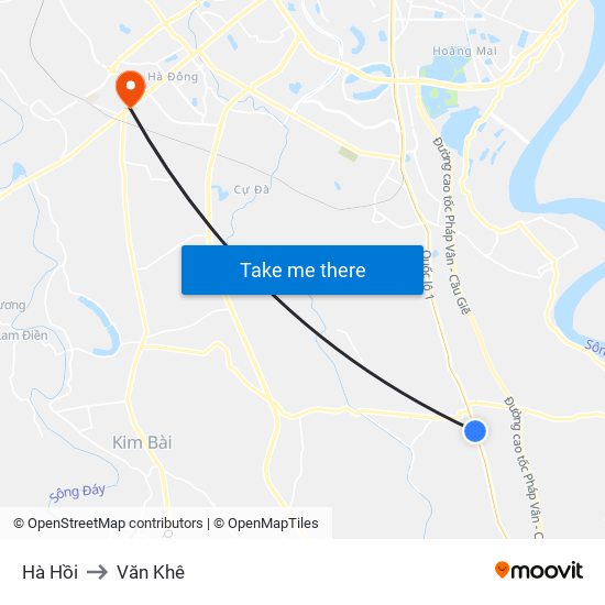 Hà Hồi to Văn Khê map