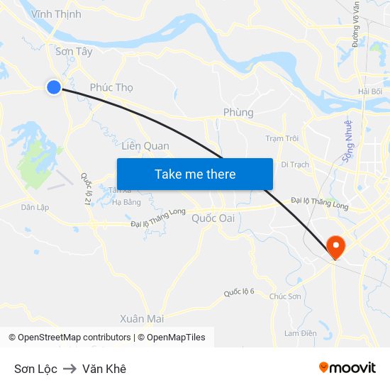 Sơn Lộc to Văn Khê map