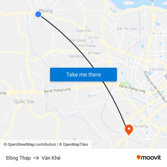 Đồng Tháp to Văn Khê map