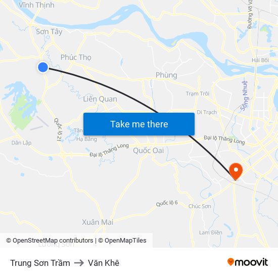 Trung Sơn Trầm to Văn Khê map