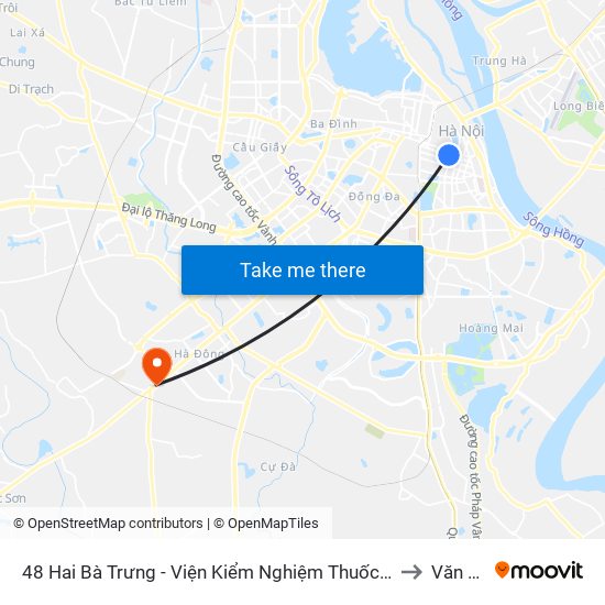 48 Hai Bà Trưng - Viện Kiểm Nghiệm Thuốc Trung Ương to Văn Khê map