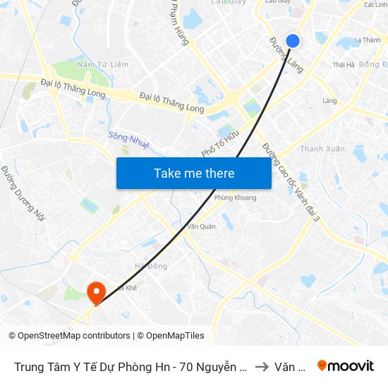 Trung Tâm Y Tế Dự Phòng Hn - 70 Nguyễn Chí Thanh to Văn Khê map