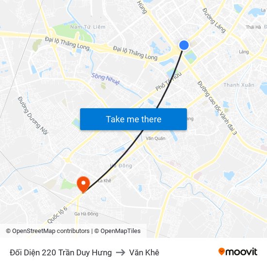 Đối Diện 220 Trần Duy Hưng to Văn Khê map