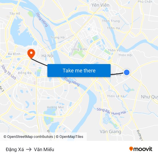 Đặng Xá to Văn Miếu map