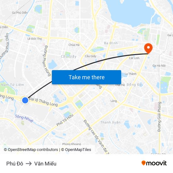 Phú Đô to Văn Miếu map