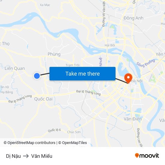 Dị Nậu to Văn Miếu map