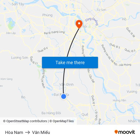 Hòa Nam to Văn Miếu map