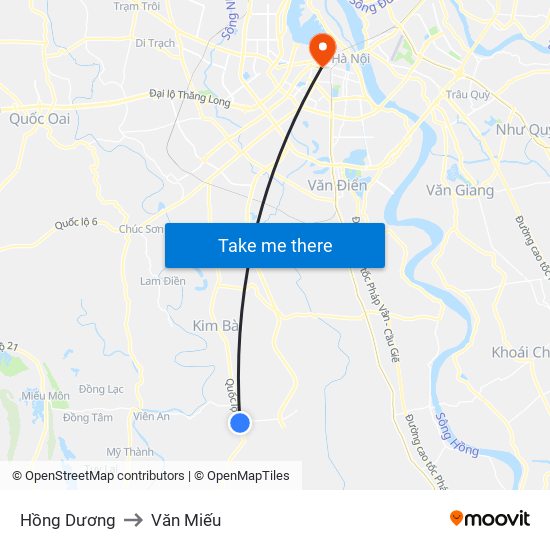 Hồng Dương to Văn Miếu map