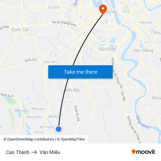 Cao Thành to Văn Miếu map