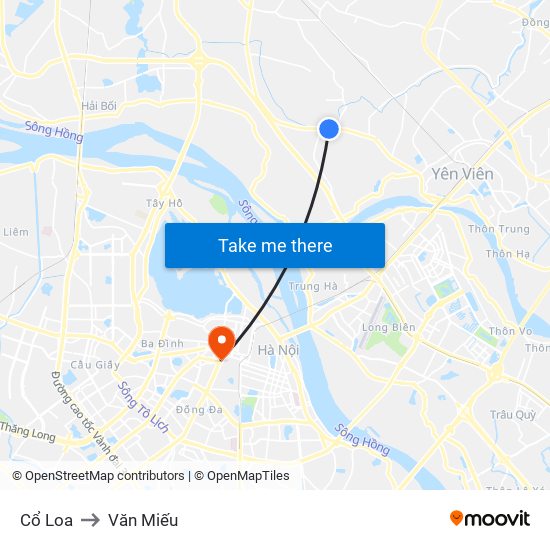 Cổ Loa to Văn Miếu map