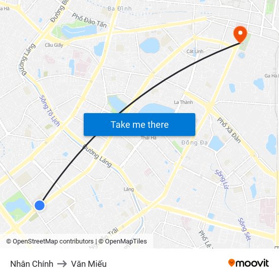 Nhân Chính to Văn Miếu map