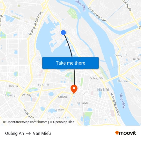 Quảng An to Văn Miếu map