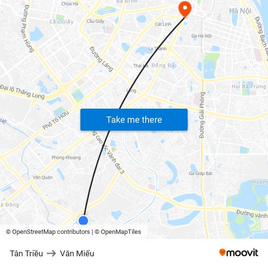 Tân Triều to Văn Miếu map