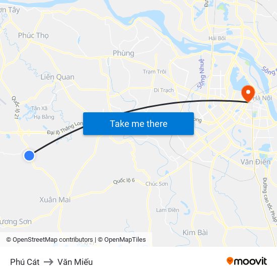 Phú Cát to Văn Miếu map