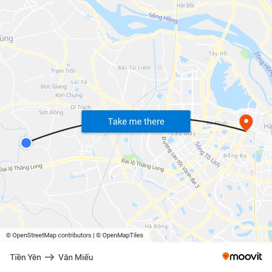 Tiền Yên to Văn Miếu map