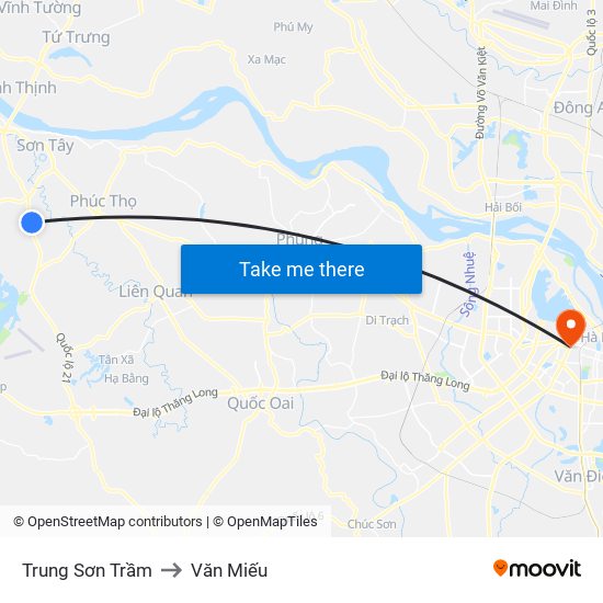 Trung Sơn Trầm to Văn Miếu map
