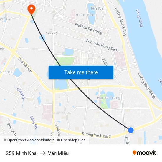 259 Minh Khai to Văn Miếu map