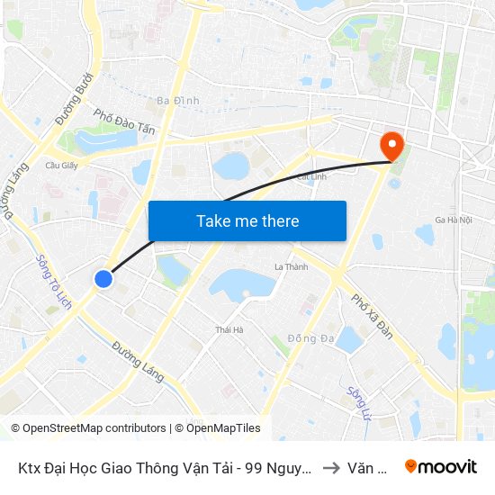 Ktx Đại Học Giao Thông Vận Tải - 99 Nguyễn Chí Thanh to Văn Miếu map