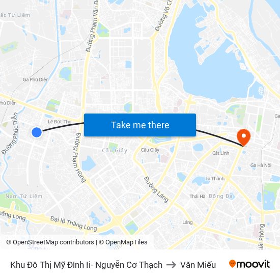 Khu Đô Thị Mỹ Đình Ii- Nguyễn Cơ Thạch to Văn Miếu map