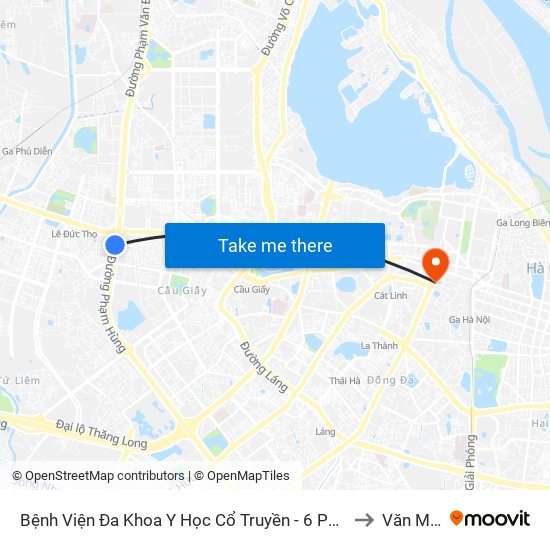 Bệnh Viện Đa Khoa Y Học Cổ Truyền - 6 Phạm Hùng to Văn Miếu map