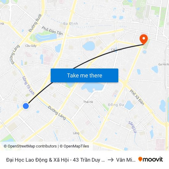 Đại Học Lao Động & Xã Hội - 43 Trần Duy Hưng to Văn Miếu map