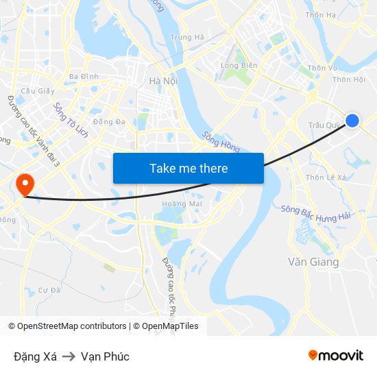 Đặng Xá to Vạn Phúc map