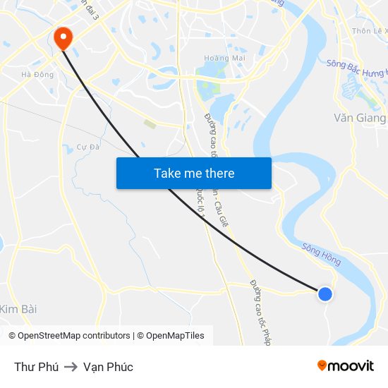 Thư Phú to Vạn Phúc map