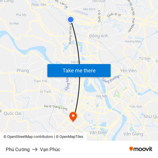 Phú Cường to Vạn Phúc map